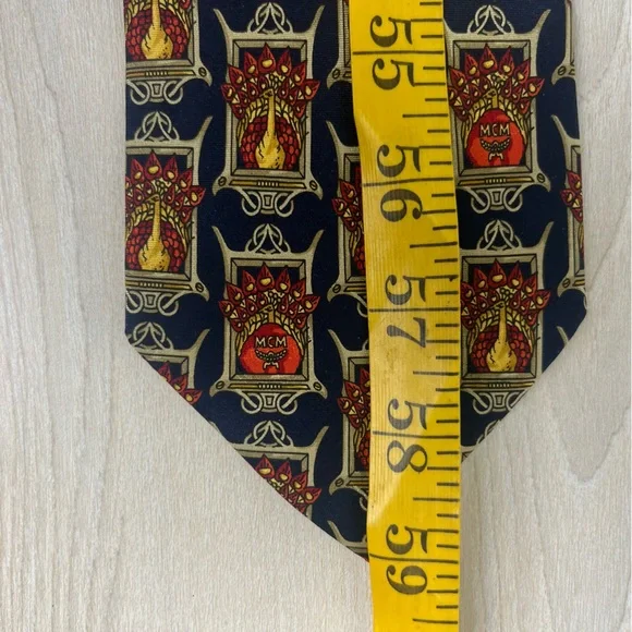 MCM Peacock Logo Print Necktie Silk Novelty Animal Designer - Picture 6 of 7